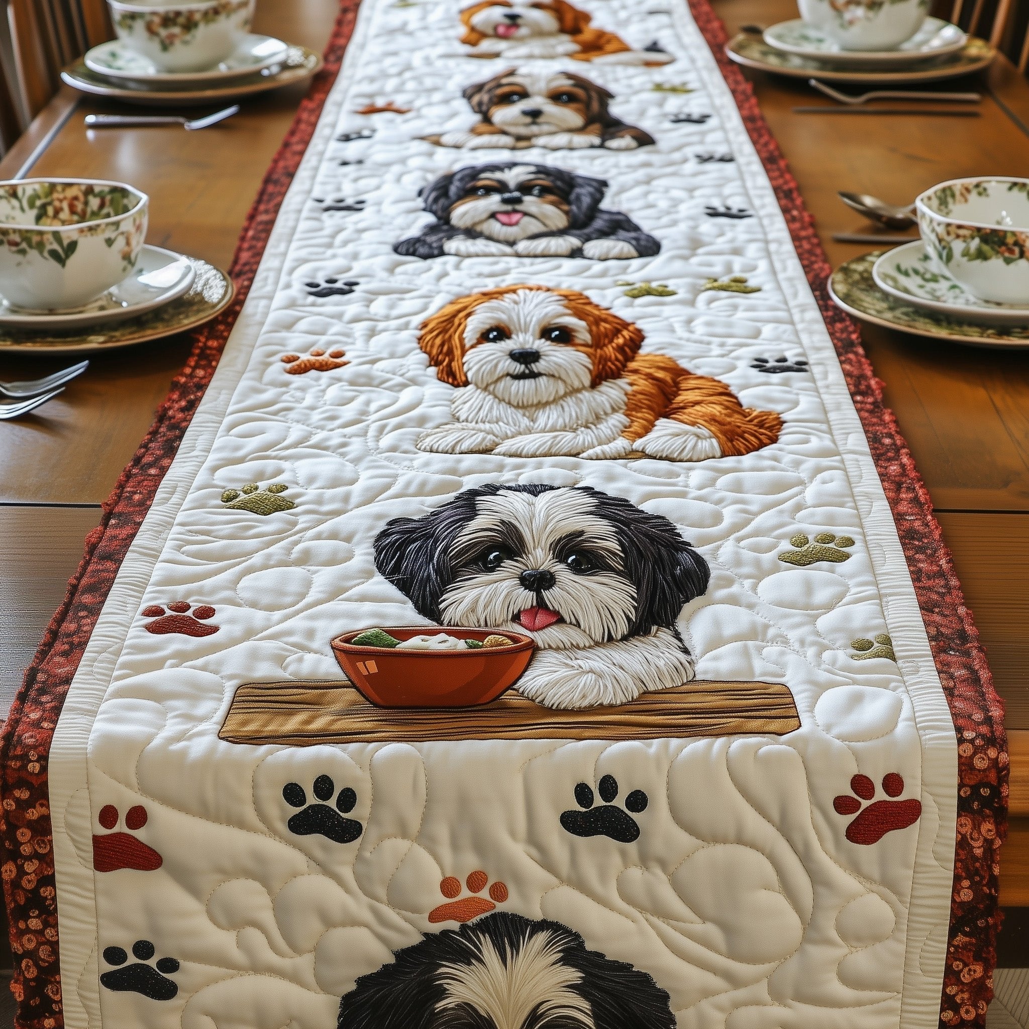 Shih Tzu on a Cutting Board Table Runner