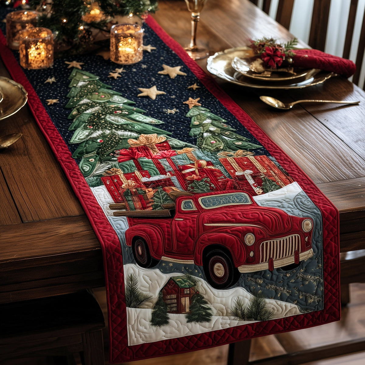 Christmas Truck Table Runner