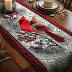 Cardinals on a Snowy Branch Table Runner