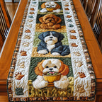 Shih Tzu with a Golden Bowl Table Runner