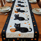 Black Cats with Orange Bowl Table Runner