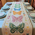 Pastel Butterflies on Cream Table Runner