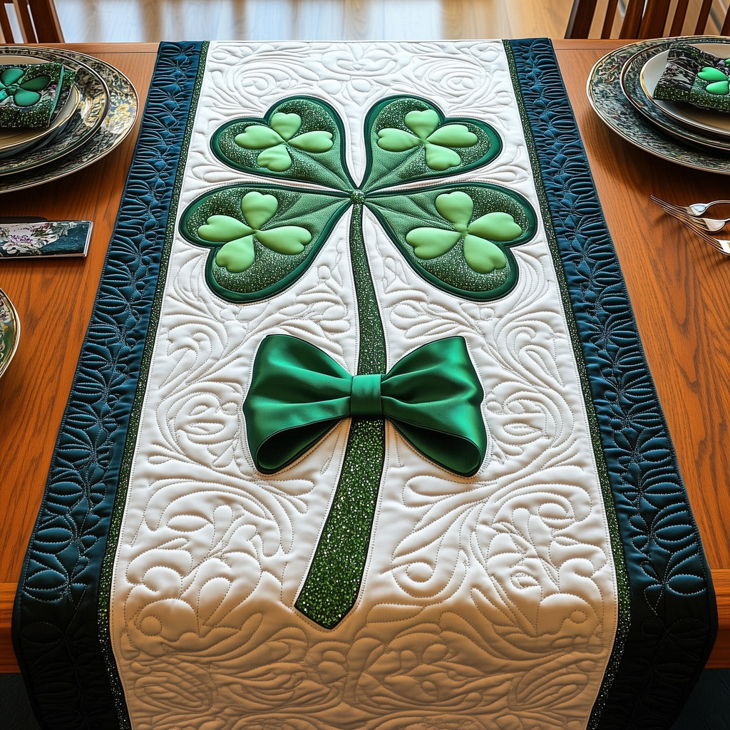 Shamrock with a Green Bow Table Runner