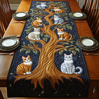 Cats Beside a Golden Tree Table Runner
