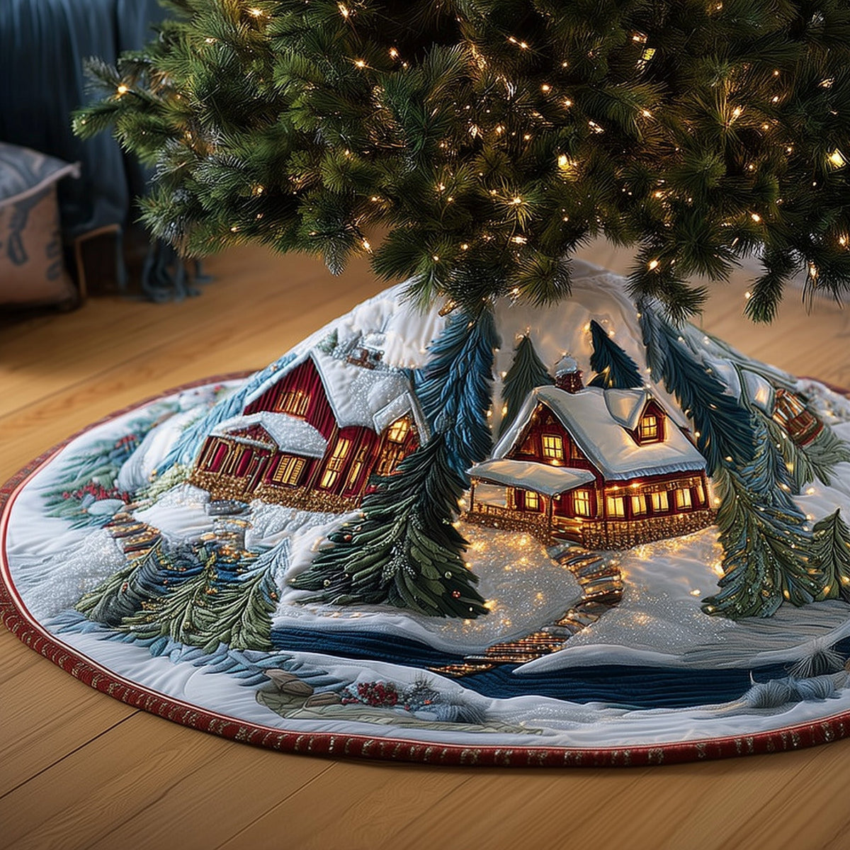 Alpine Village in the Snow Christmas Tree Skirt