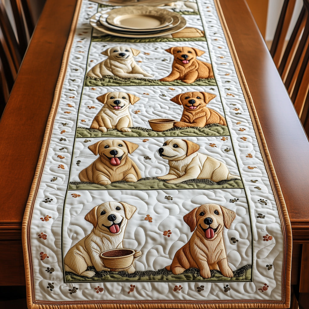 Yellow Labradors in Framed Blocks Table Runner