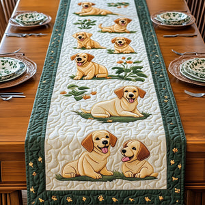 Yellow Labs with Green Border Table Runner - Made to Order