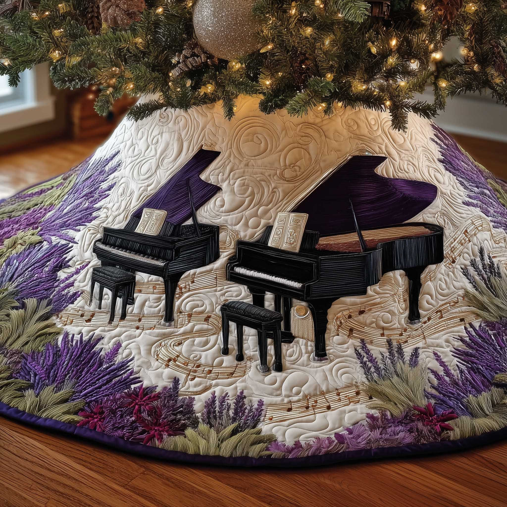 Grand Pianos Among the Lavender Christmas Tree Skirt