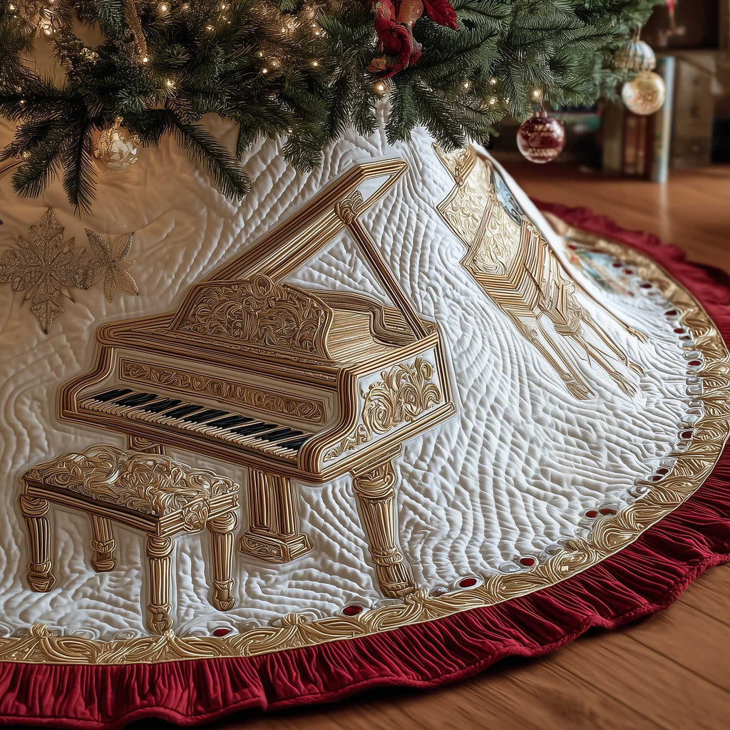Ivory Piano on Cream Quilting Christmas Tree Skirt