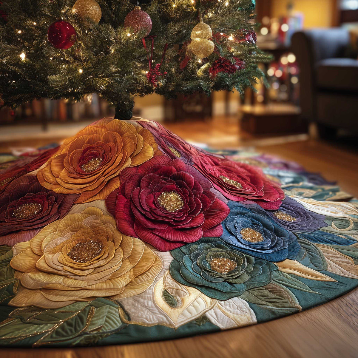 Royal Rose Christmas Tree Skirt