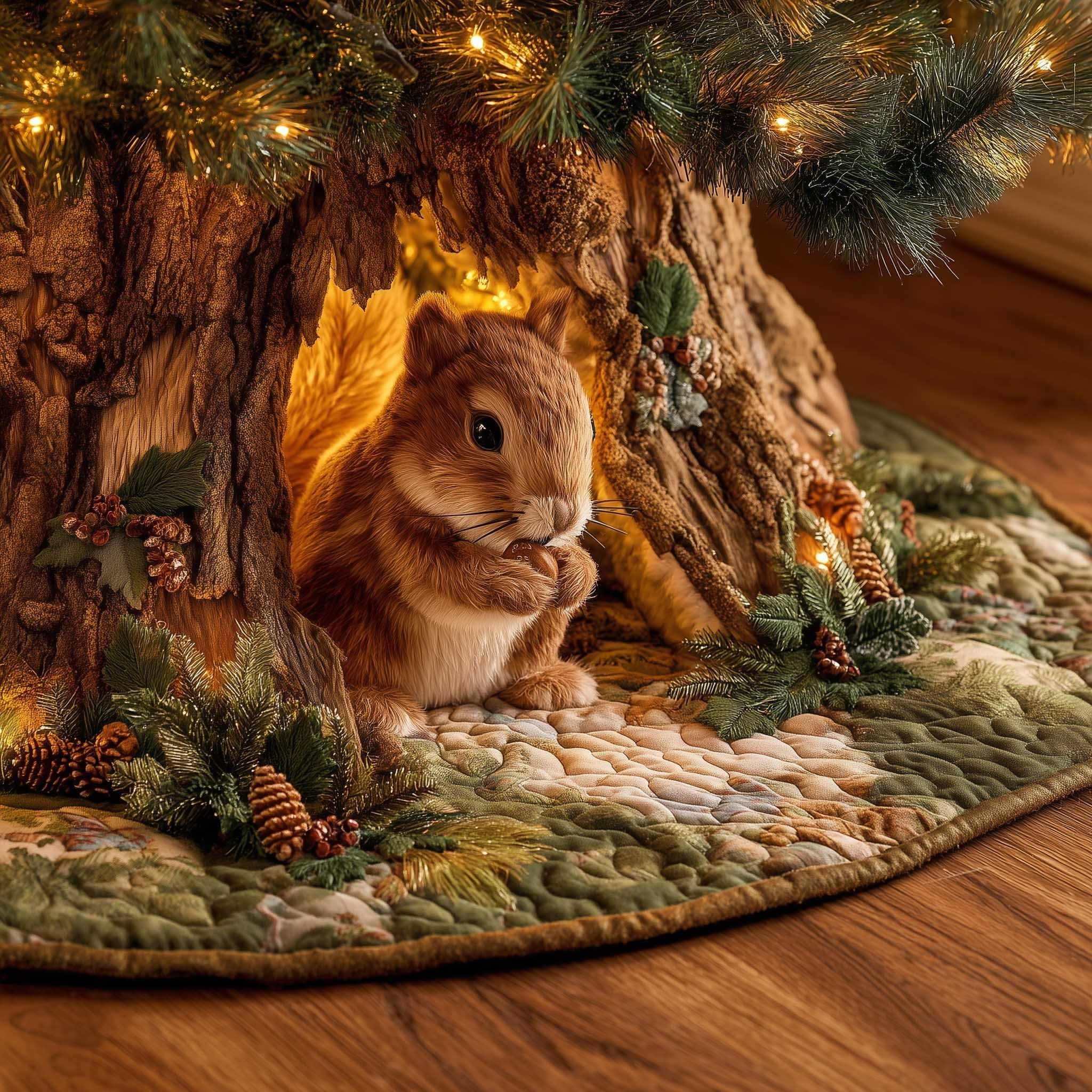Charming Squirrel Christmas Tree Skirt