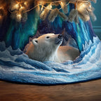 Polar Bear Under the Northern Lights Christmas Tree Skirt