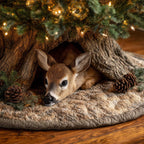 Fawn Lying Among Pinecones Christmas Tree Skirt