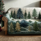 Green Pine Ridge in the Fog Sofa Cover