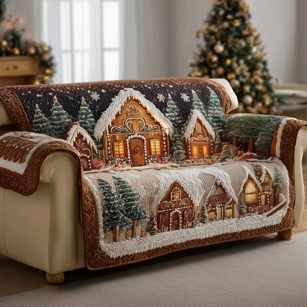Gingerbread Cottage Village in Brown Sofa Cover