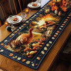 Turkey Beside an Autumn Campfire Table Runner