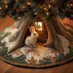Rabbit at the Tree House Door Christmas Tree Skirt