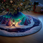 Rabbit with a Lantern Under the Aurora Christmas Tree Skirt
