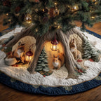 Squirrels and Rabbits Under the Lantern Tree Christmas Tree Skirt