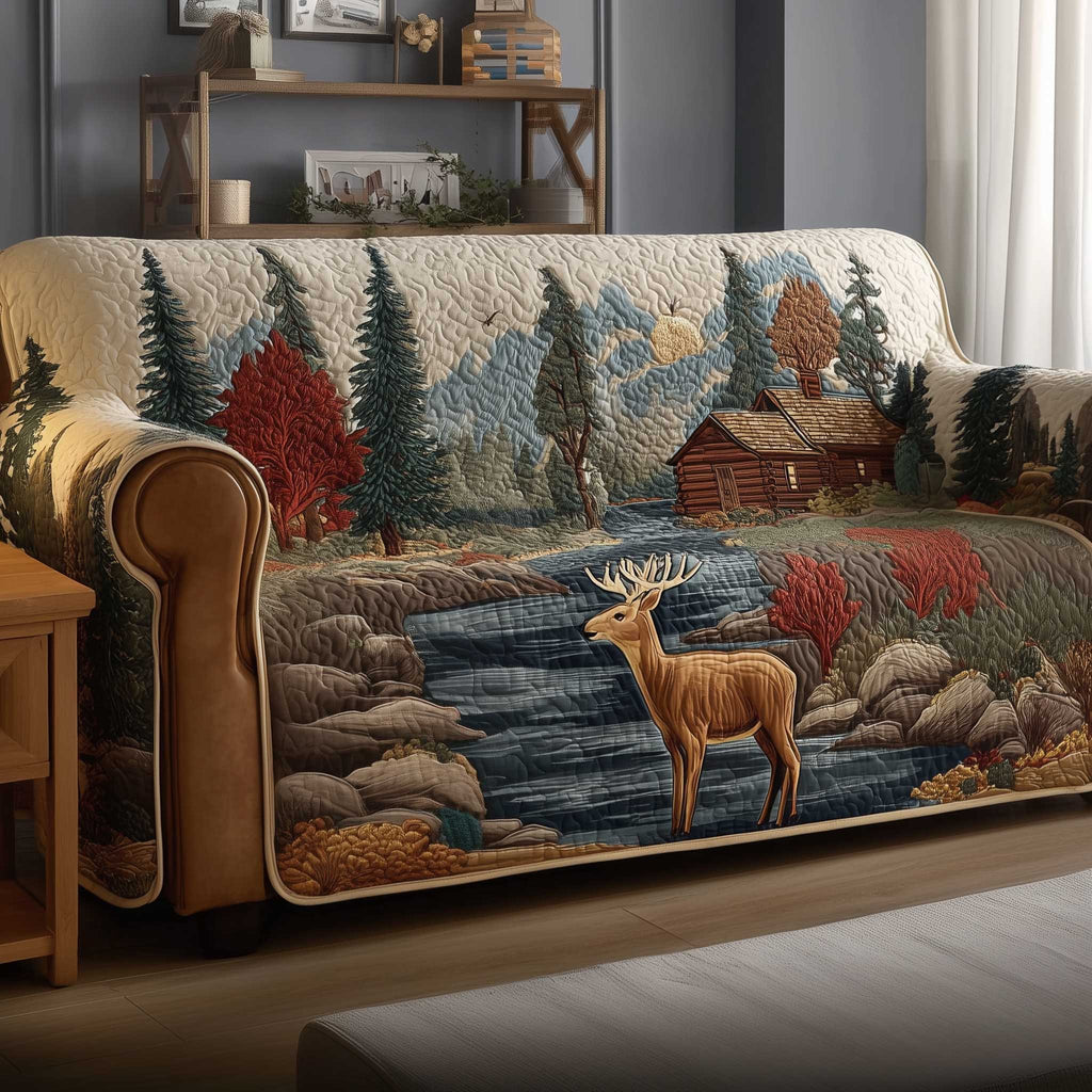 Deer by the River Cabin Sofa Cover