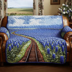 Railroad Through the Bluebonnet Field Sofa Cover