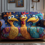 Two Silly Chickens Under the Stars Sofa Cover