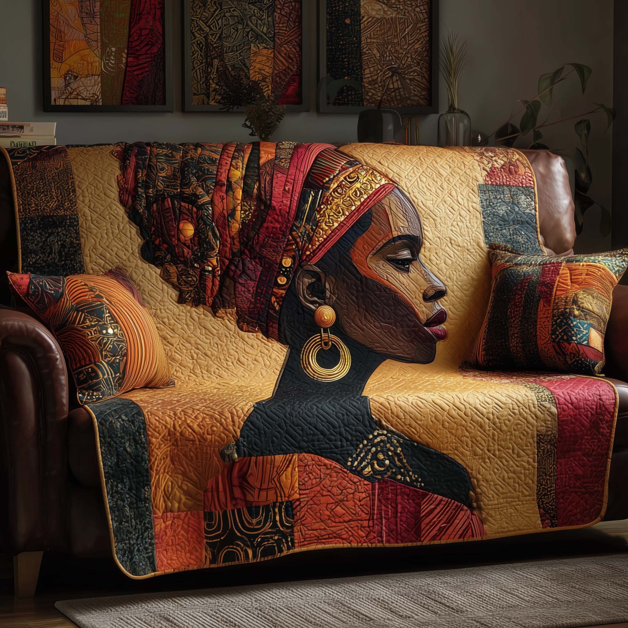 Woman with the Amber Headwrap Sofa Cover