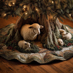 Ewe and Lambs by the Tree Roots Christmas Tree Skirt