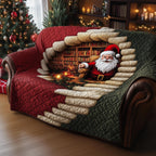 Santa Climbing the Bookshelf Stairs Sofa Cover
