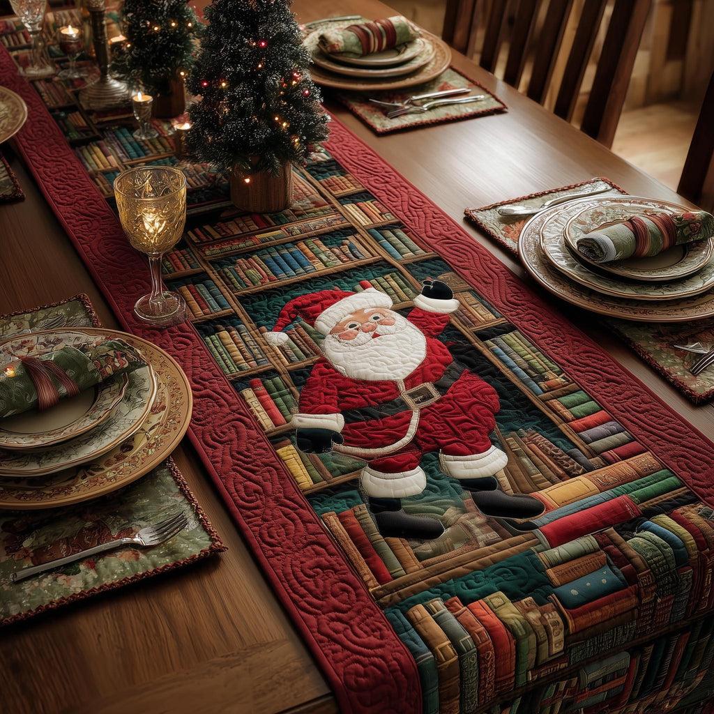 Santa on Red and Green Blocks Table Runner