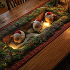 Sheep in Santa Hats with Lights Table Runner