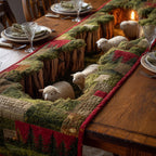 Sheep on Green Mossy Bank Table Runner