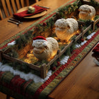 Sheep in Santa Hats in Wooden Crate Table Runner