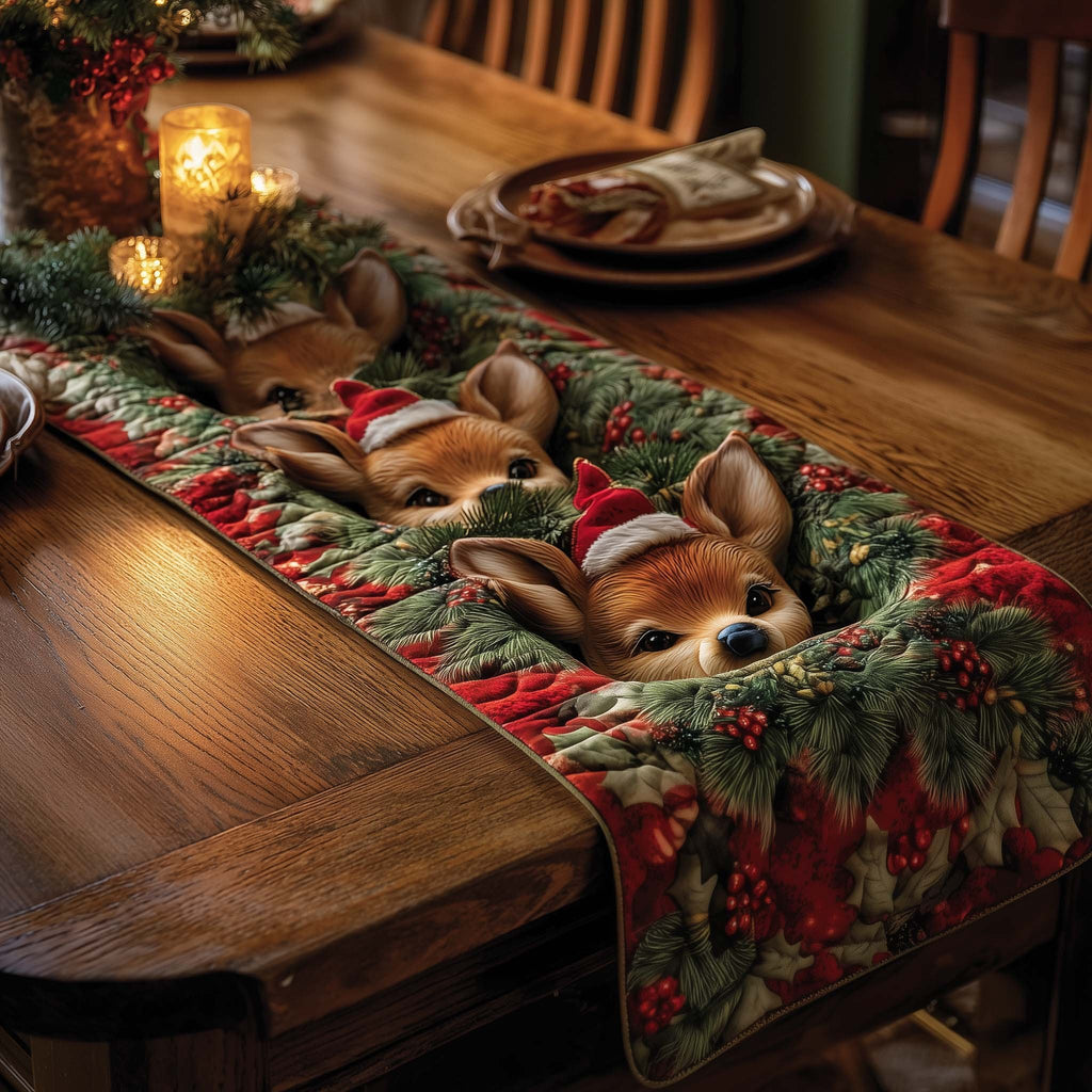 Fawns Resting in Green Boughs Table Runner