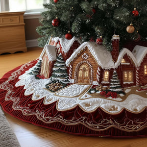Gingerbread Cottage Lane Christmas Tree Skirt - Made to Order