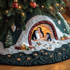 Penguins in the Snowy Igloo Christmas Tree Skirt