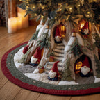 Gnomes Around the Lantern Lit Tree Christmas Tree Skirt