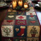 Folk Blocks with Stockings and Hearts Table Runner