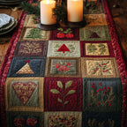 Folk Blocks in Red and Green Table Runner