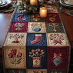 Folk Blocks with Bells and Tulips Table Runner