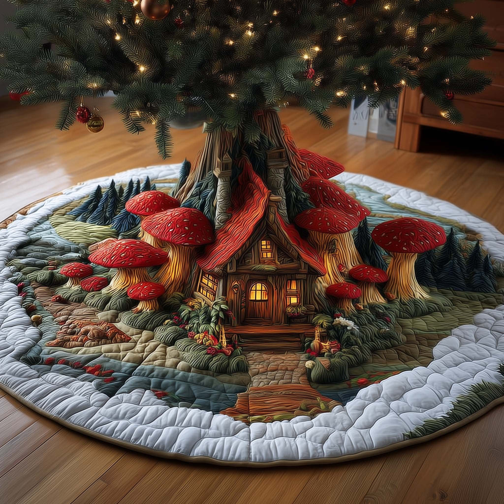 Toadstool Cabin Under the Great Tree Christmas Tree Skirt