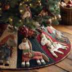 Toy Horses on Red and Navy Christmas Tree Skirt