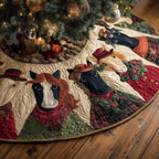 Horses in Hats with Red Border Christmas Tree Skirt