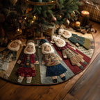 Sheep in Country Dresses on Patchwork Christmas Tree Skirt