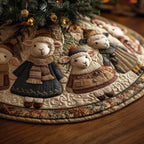 Sheep in Knitted Hats on Cream Christmas Tree Skirt