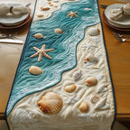 Starfish and Shells on Sandy Curve Table Runner