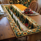 Sunflowers with Pine Tree Border Table Runner