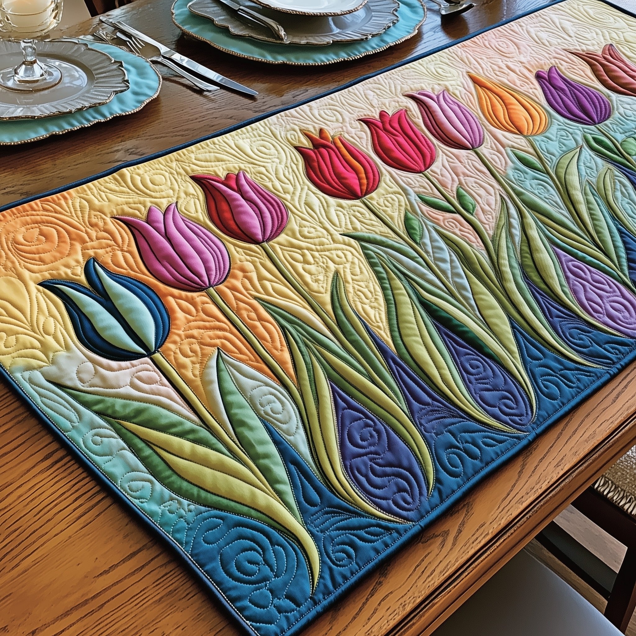 Colorful Tulip Table Runner