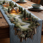 Cottage with Winding Garden Path Table Runner