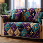 Fleur de Lis Harlequin Diamonds Sofa Cover
